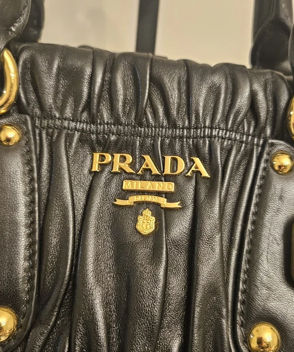 Prada Nappa Gaufre Ruched Leather Tote - Picture 3 of 14